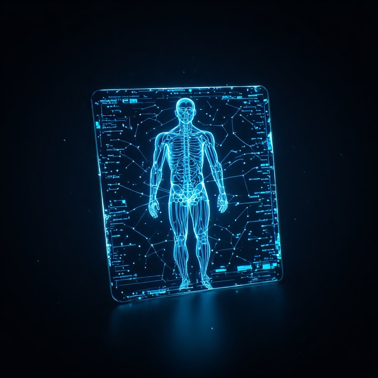 Physician analyzing glowing holographic spine scan